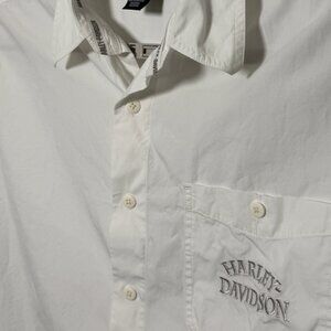 Harley Davidson Shirt Men' XL Long Sleeve Button Down White Embroidered Logo